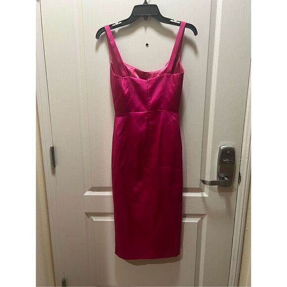 GIGII'S BRIANNA SATIN MIDI DRESS Magenta HOT PINK size S NWT$495 - Picture 4 of 6